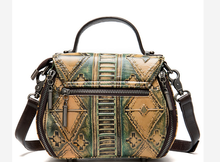 Sac seau à bandoulière en cuir gaufré pour femme