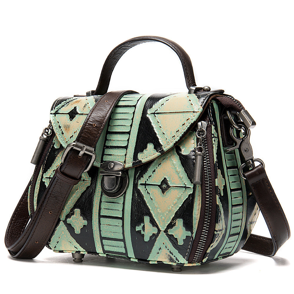 Sac seau à bandoulière en cuir gaufré pour femme