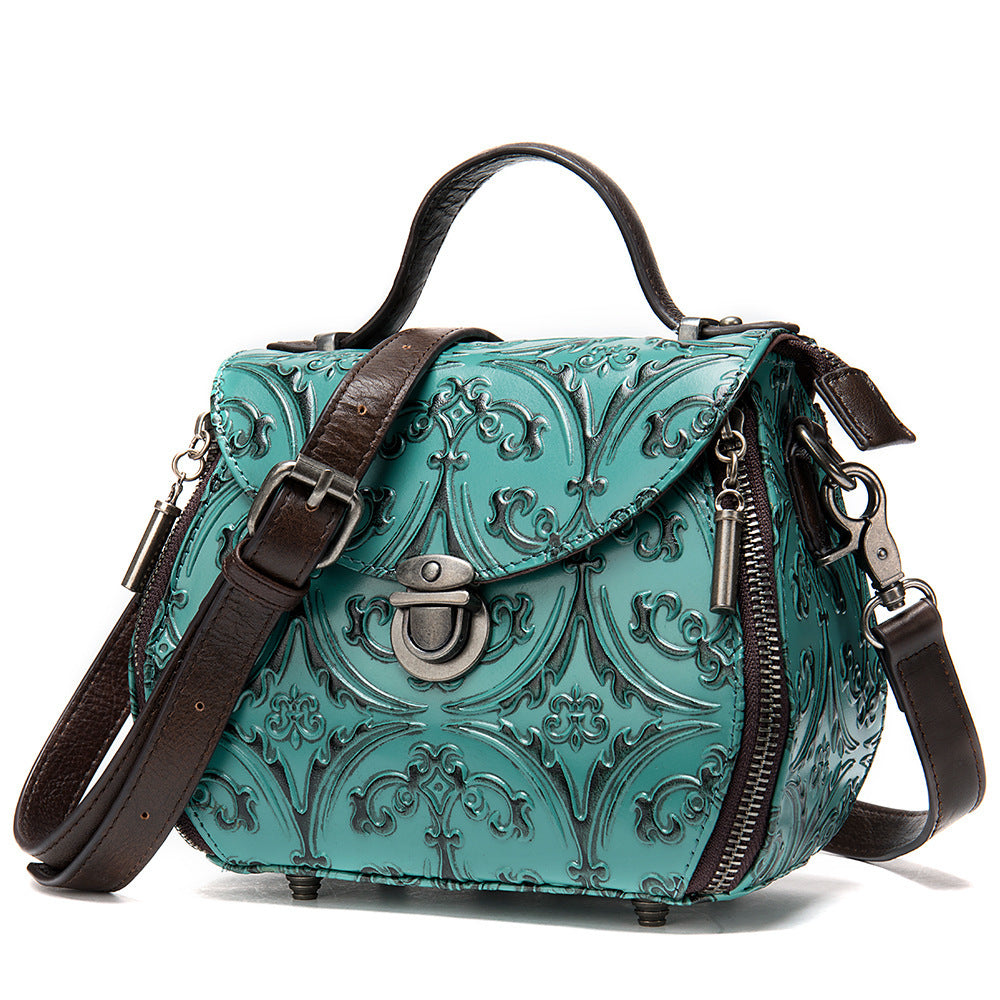 Sac seau à bandoulière en cuir gaufré pour femme