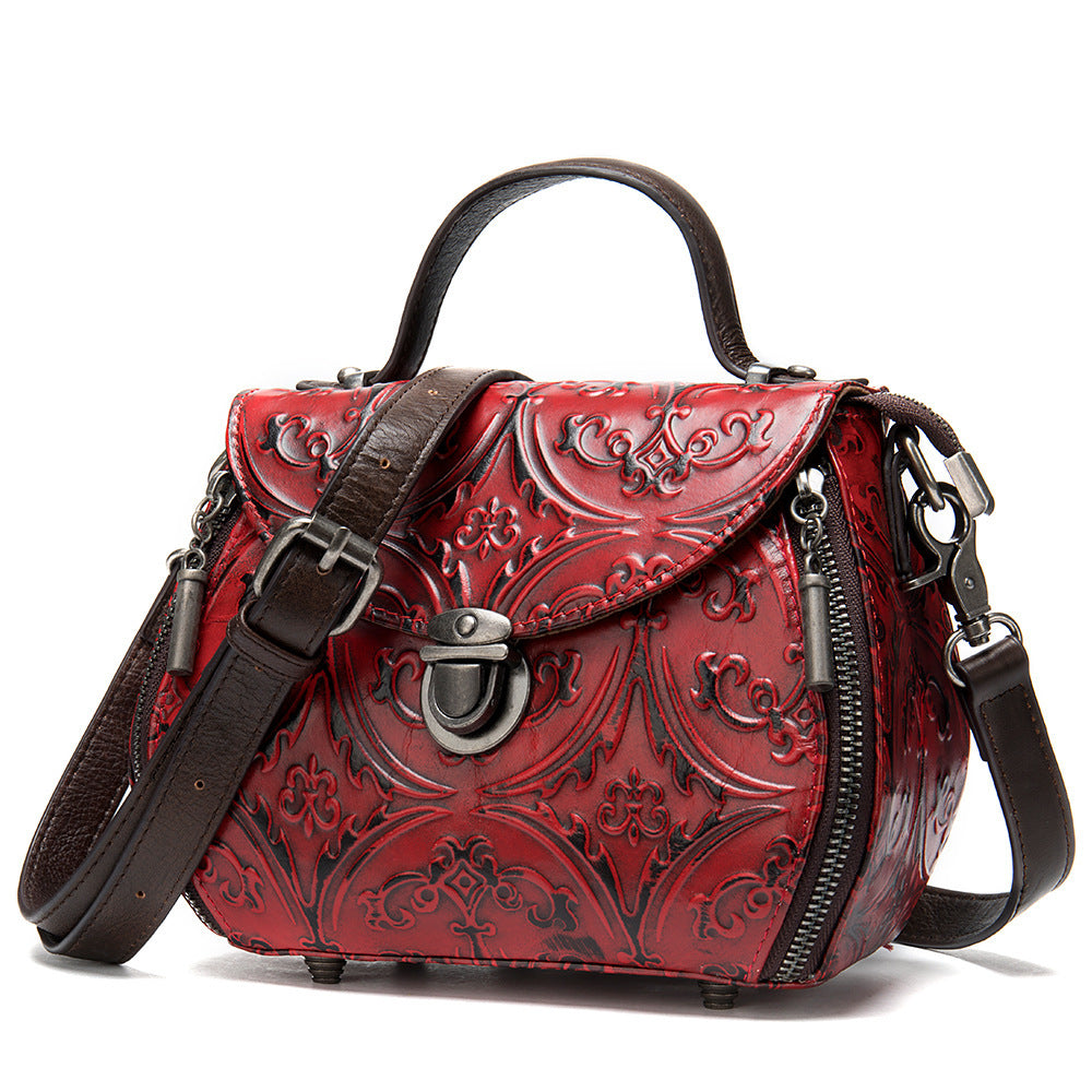 Sac seau à bandoulière en cuir gaufré pour femme
