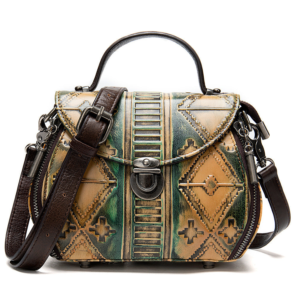 Sac seau à bandoulière en cuir gaufré pour femme