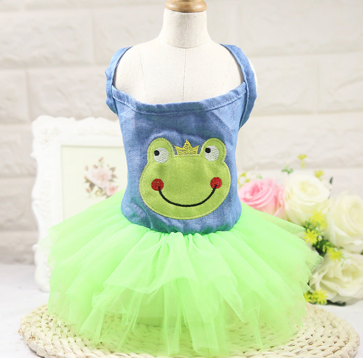 Spring And Summer New Dog Clothing Cat Clothing Pet Supplies Striped Suspender Mesh Skirt Dress Small Dog