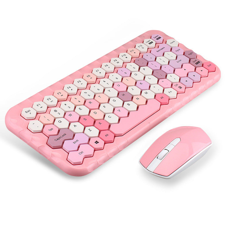 Girl Heart Wireless Keyboard and Mouse Set USB Plug and Play
