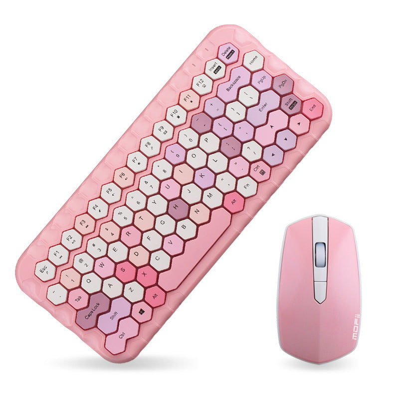 Girl Heart Wireless Keyboard and Mouse Set USB Plug and Play
