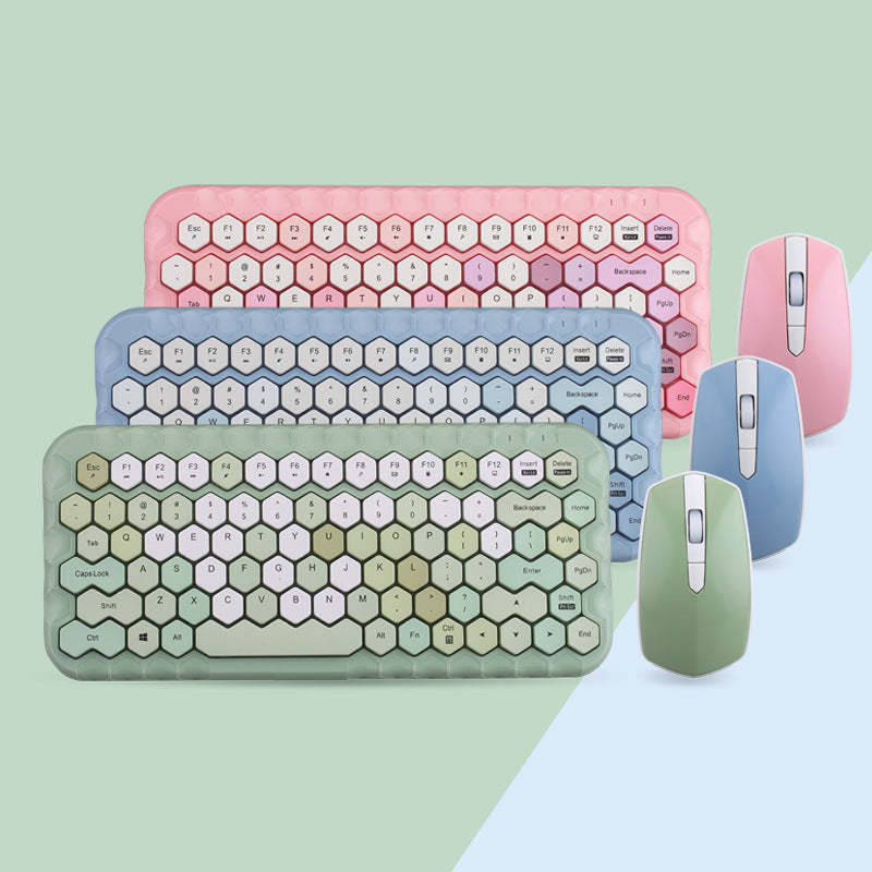 Girl Heart Wireless Keyboard and Mouse Set USB Plug and Play