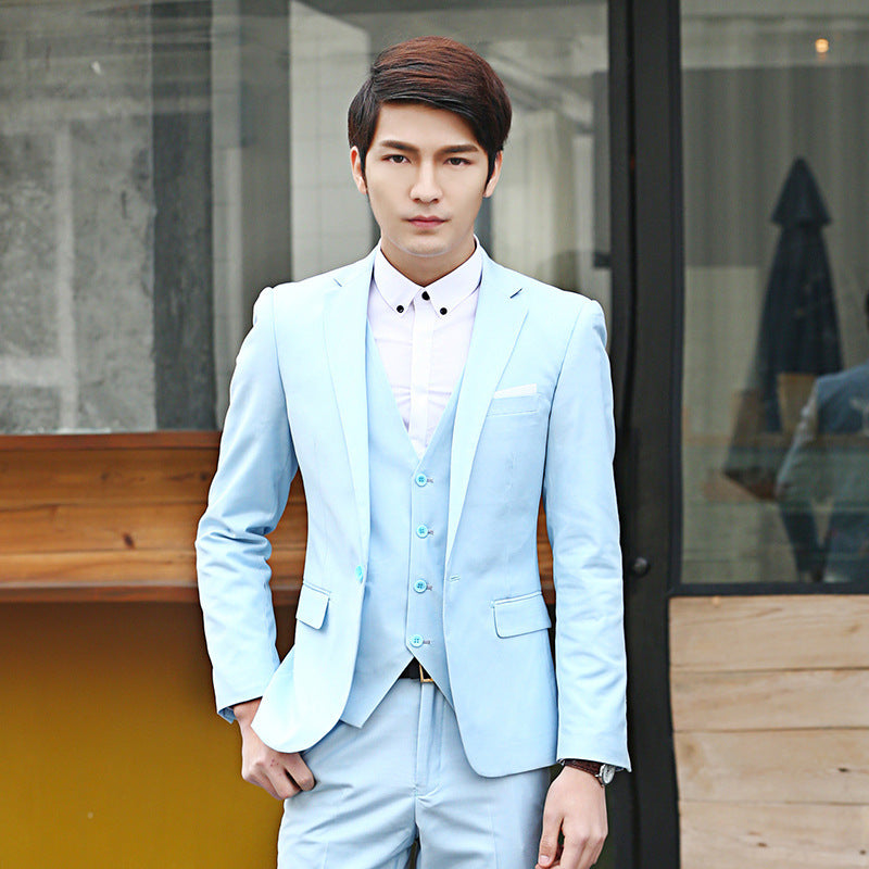 Men's Slim Fit Two-Piece Cotton Blend Suit in Multiple Colors