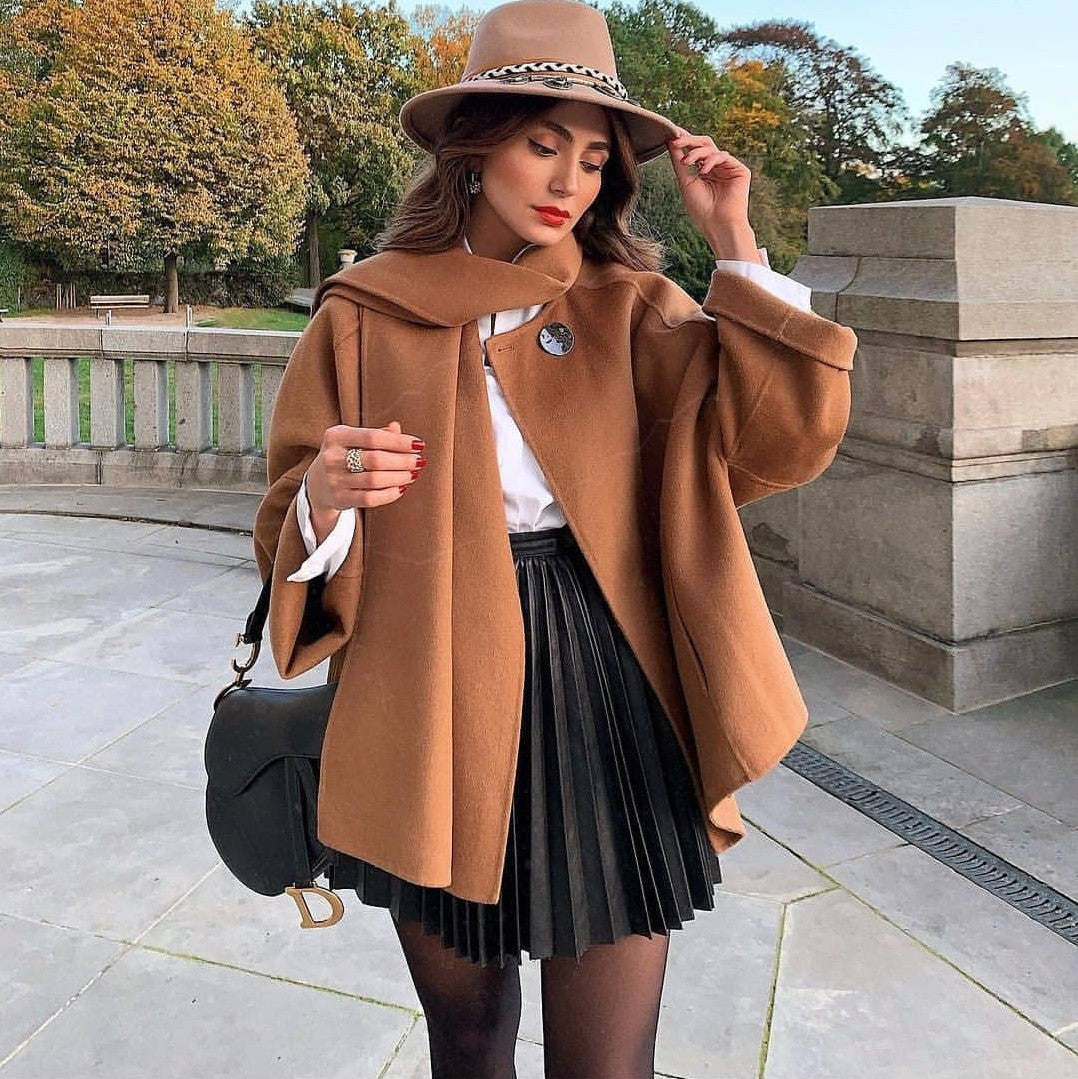 Draped Pleated Cotton Mini Skirt for Women Winter Short Skirt