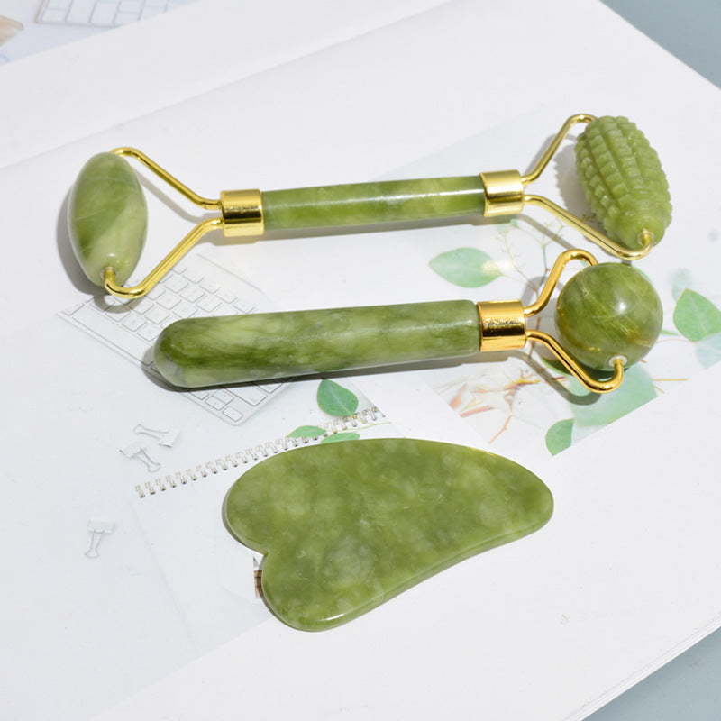 Jade Massage Roller Set With Three Facial Massagers