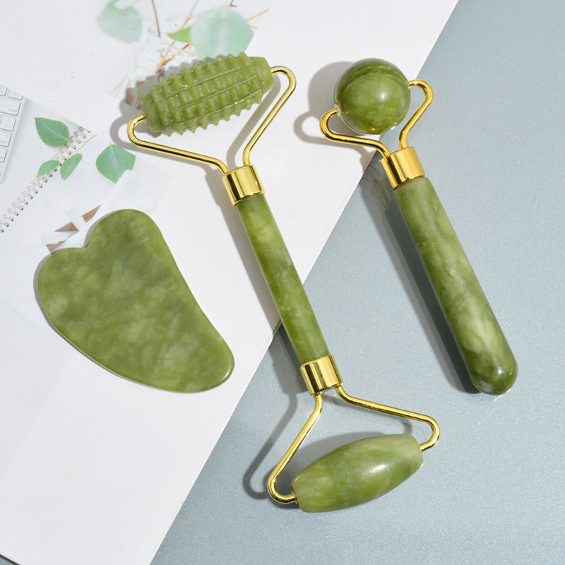 Jade Massage Roller Set With Three Facial Massagers