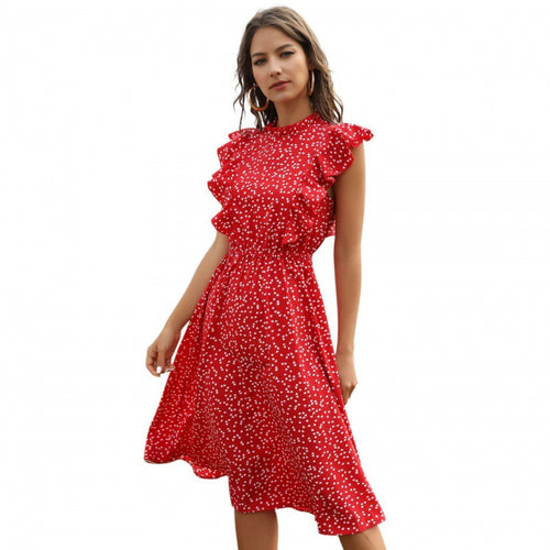 Women Summer Chiffon Long Dot Maxi Dress