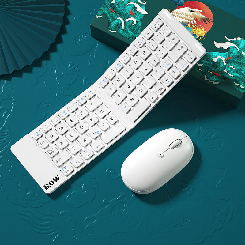 Folding Bluetooth Keyboard and Mouse Set Wireless Portable Mute Keyboard for Business Travel