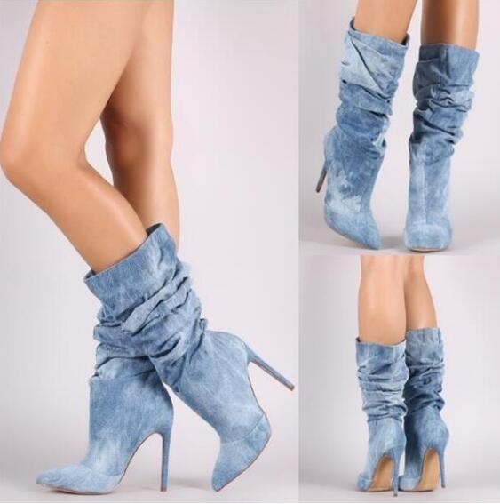 Bottes à talons hauts, style aiguille moyen, grande taille