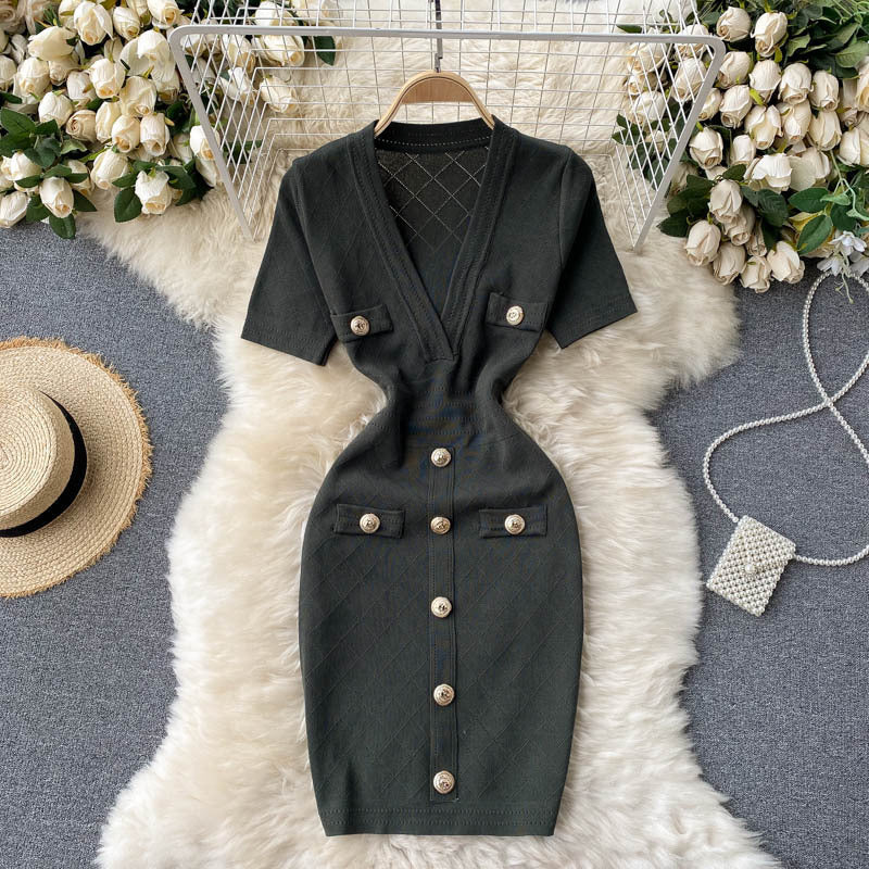 Robe en maille avec sac de hanche pour femme, style « Design Sense »