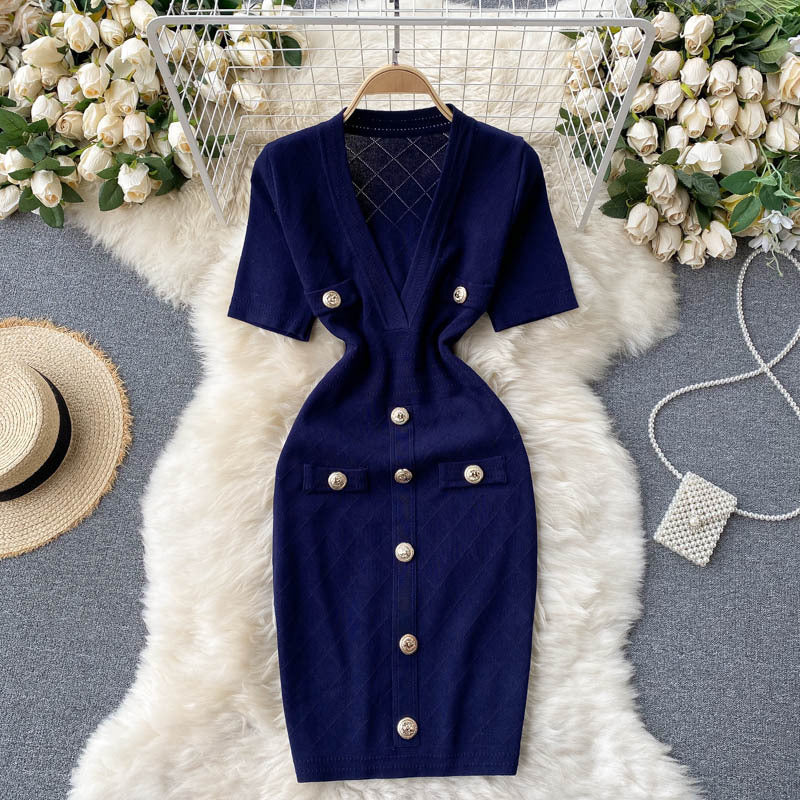Robe en maille avec sac de hanche pour femme, style « Design Sense »
