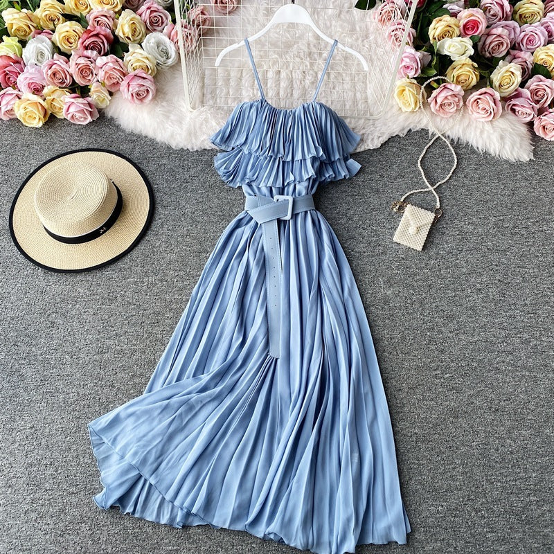 Fake Wind Strapless Strapless Tube Top Dress One Word Collar