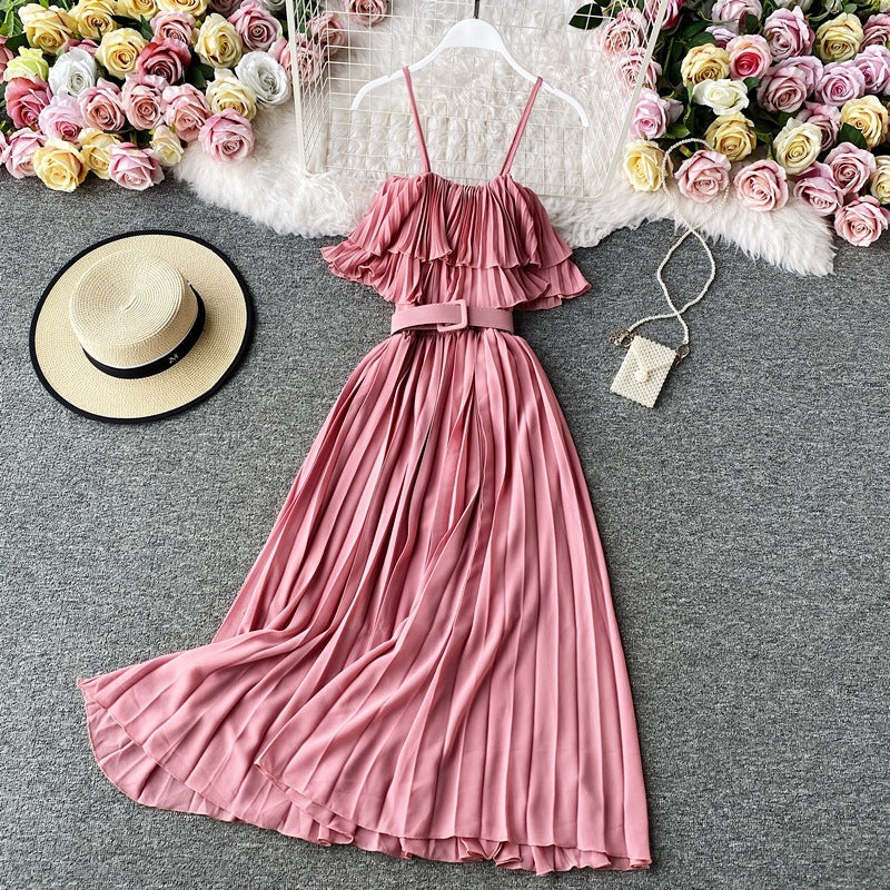 Fake Wind Strapless Strapless Tube Top Dress One Word Collar