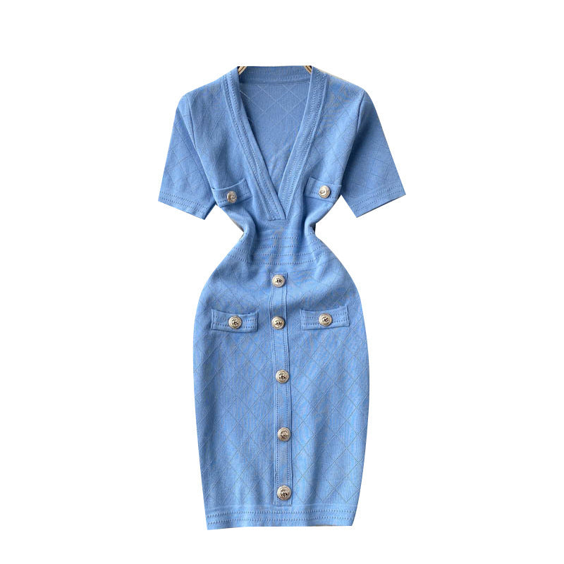 Robe en maille avec sac de hanche pour femme, style « Design Sense »