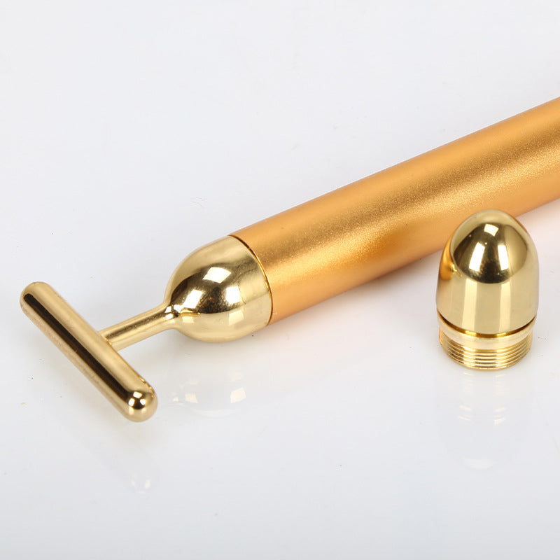 Barre de beauté vibrante à impulsions en or 24 carats pour le visage, bâtonnet de massage raffermissant et lissant pour le visage, stylo anti-rides