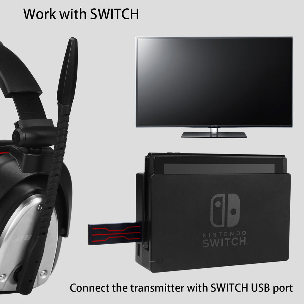 HUHD Wireless Gaming Headset with 2.4G Hi-Fi Sound and 6-Hour Battery