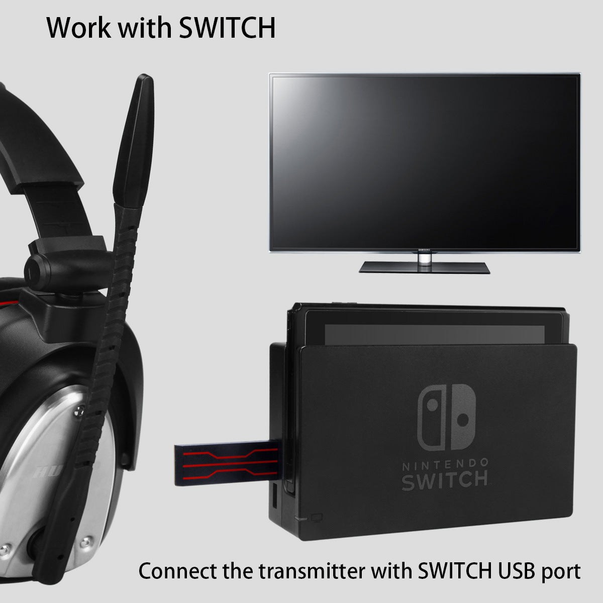 HUHD Wireless Gaming Headset with 2.4G Hi-Fi Sound and 6-Hour Battery