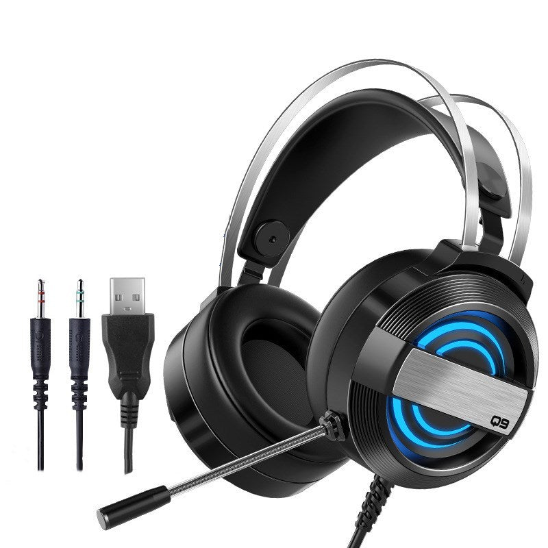 Wired Head-Mounted Bluetooth Gaming Headset with 7.1 Sound and Colorful Lighting