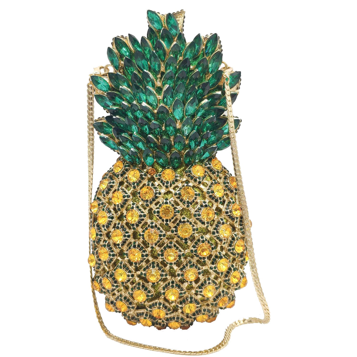 Pochette de soirée en métal ananas et strass 20x10x10cm
