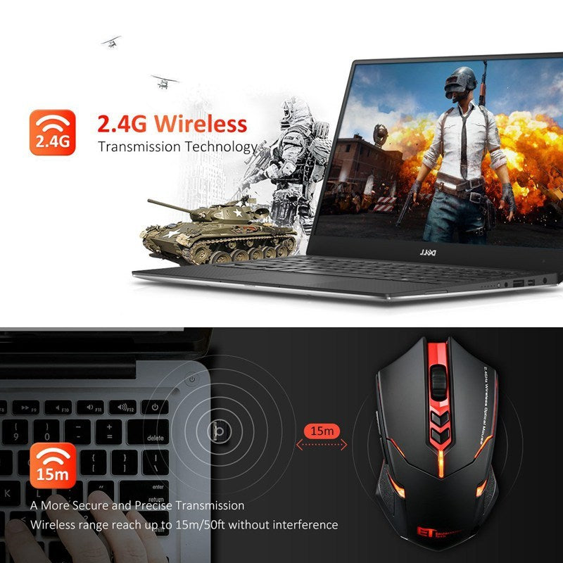 Silent Power-Saving Wireless Mouse with Luminous LED and 7 Buttons