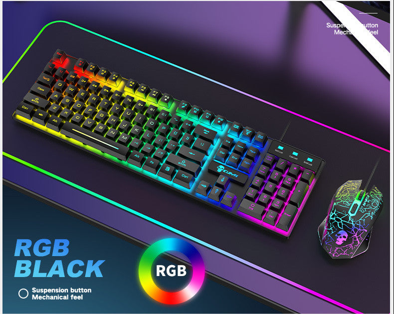 Ensemble clavier et souris lumineux RVB Kuiying T6RGB avec tapis de souris
