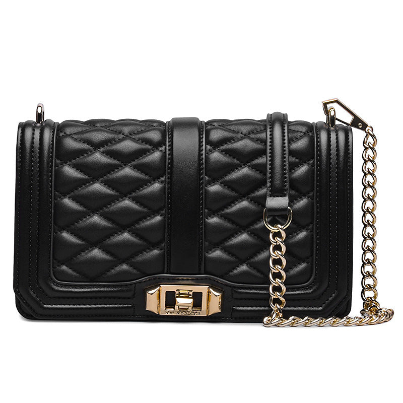 Women's Rhombic Chain Shoulder Bag Crossbody Plaid Cowhide