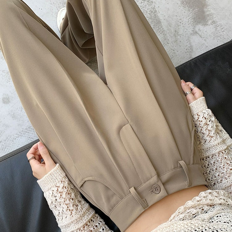 High Waist Straight Leg Suit Pants for Women