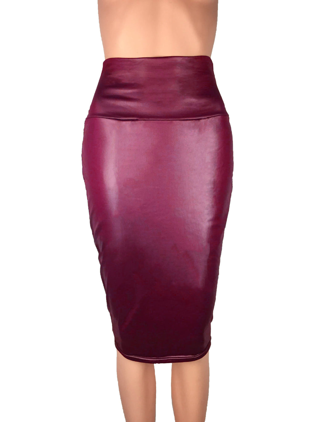 Jupe crayon moulante taille haute en similicuir
