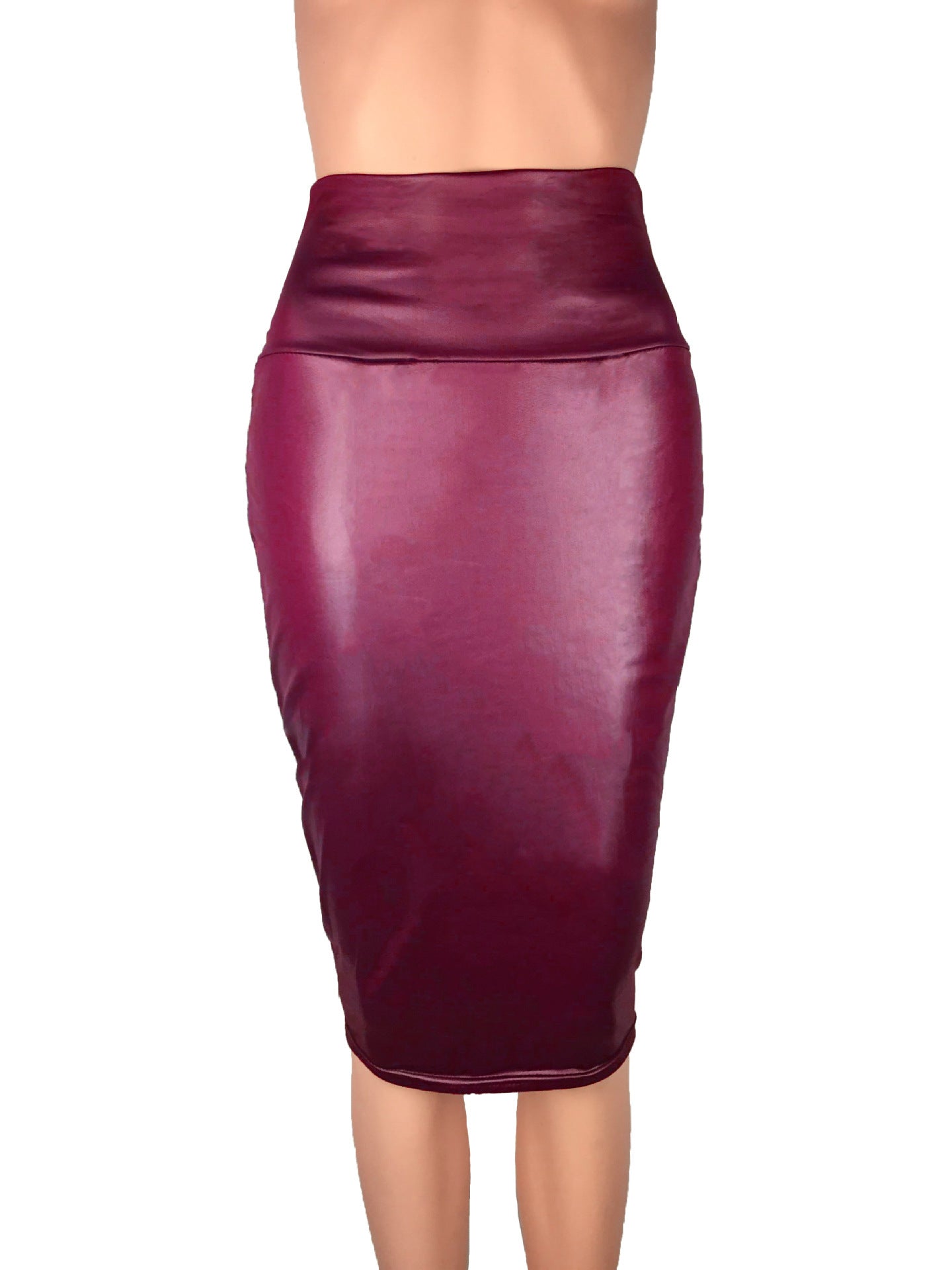 Jupe crayon moulante taille haute en similicuir