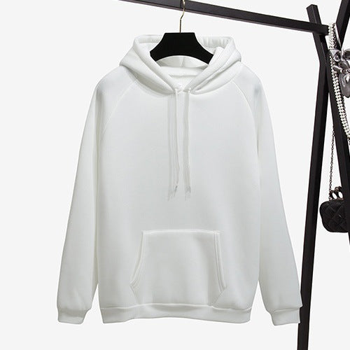 Pure Color Plus Velvet Padded Hooded Sweater