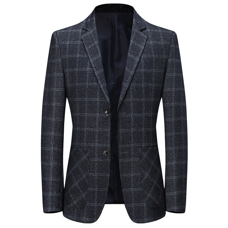 Men's Casual Plaid Business Suit for Spring and Autumn