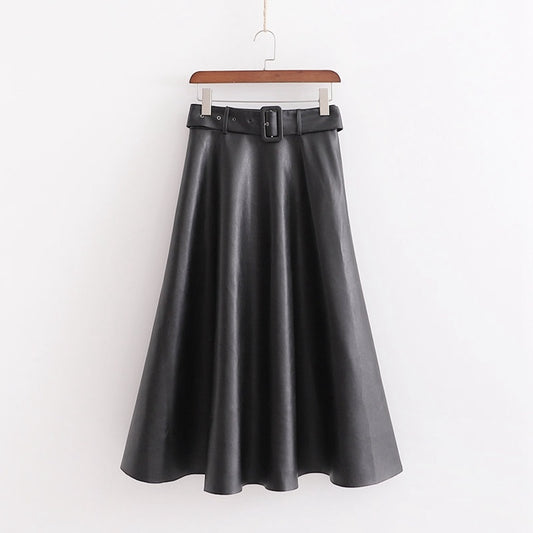Long skirt with belted temperament
