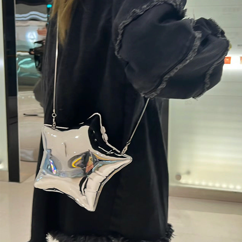 Silver One Shoulder Crossbody Bag for Women 19.5x17.5x10cm Acrylic Shell Shape