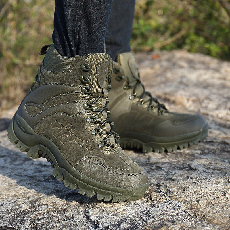 Tactical Military Desert Boots with Suede Upper and Rubber Sole