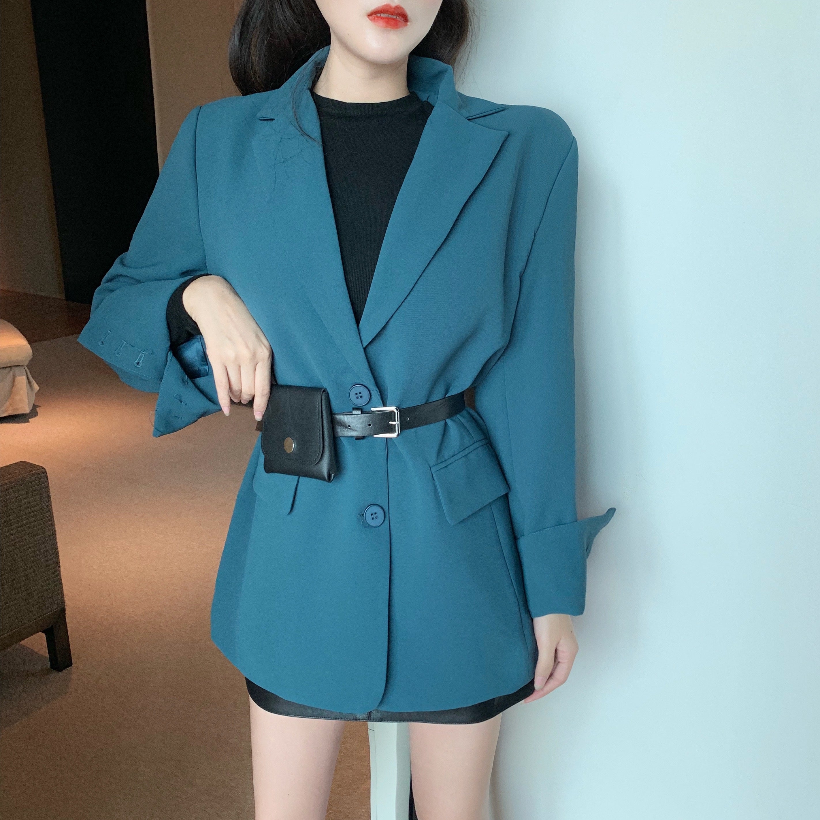 British Style Retro Plain Single-Breasted Blazer