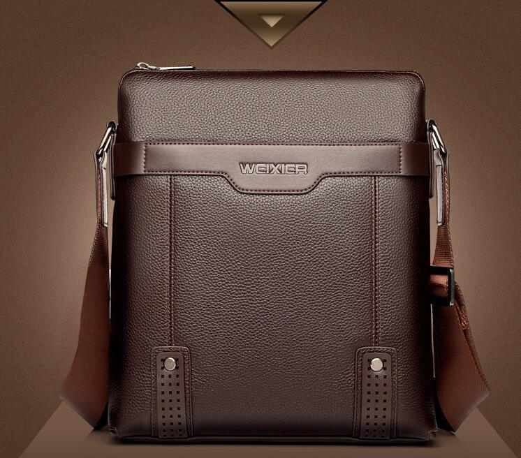 Men's PU Leather Fashion Messenger Shoulder Bag with Zipper Closure