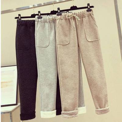 Plus Size Velvet Thick Casual Sports Pants Loose Fit