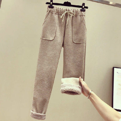 Plus Size Velvet Thick Casual Sports Pants Loose Fit