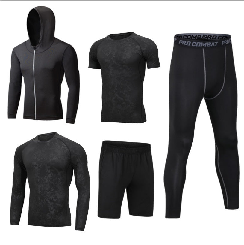 Ensemble Sport Homme Séchage Rapide à Capuche Manches Longues Pantalon Neuf Points Fitness Course à Pied