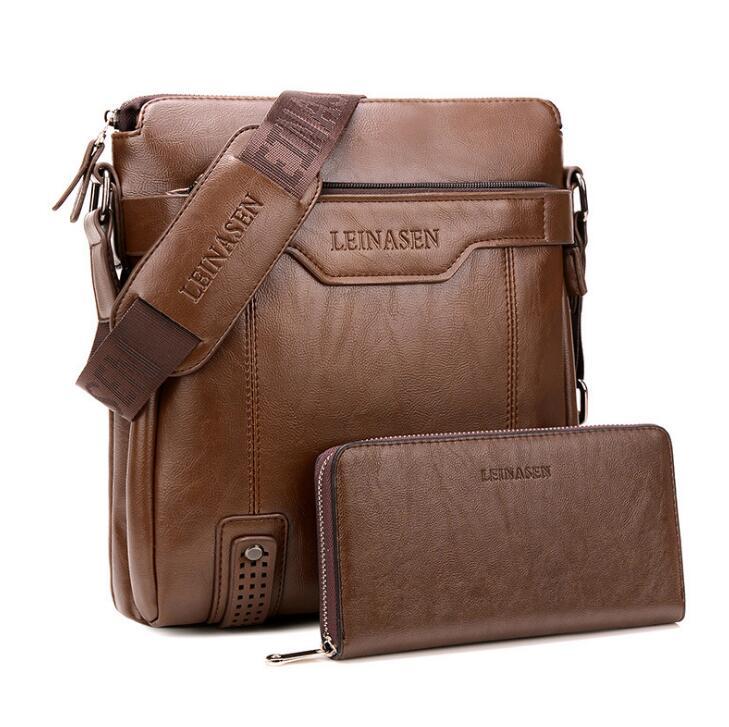 Men's Soft Polyester Lined Messenger Shoulder Bag with Zipper Closure