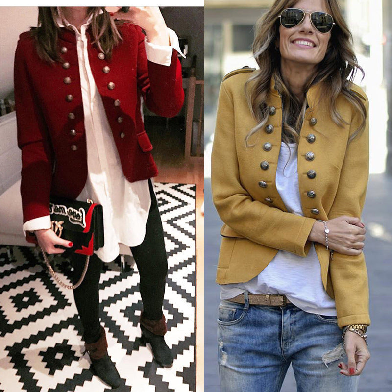 Cotton Button Blazer in Asian Sizes S-XL