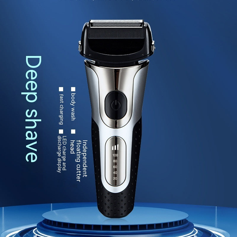 Rechargeable Men’s Reciprocating Three-Bit Floating Shaver with LED Display
