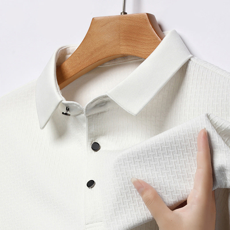 Jacquard Long-Sleeve T-Shirt for Young and Middle-Aged Men Autumn Pullover