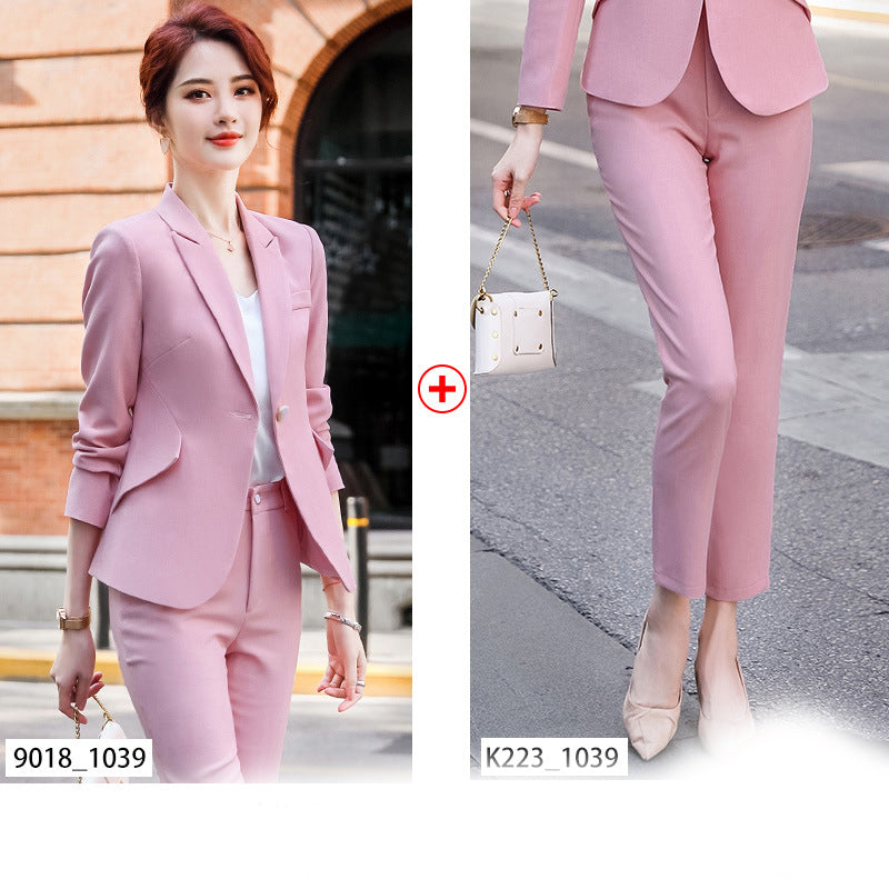 Ensemble tailleur femme uni professionnel en viscose avec pantalon