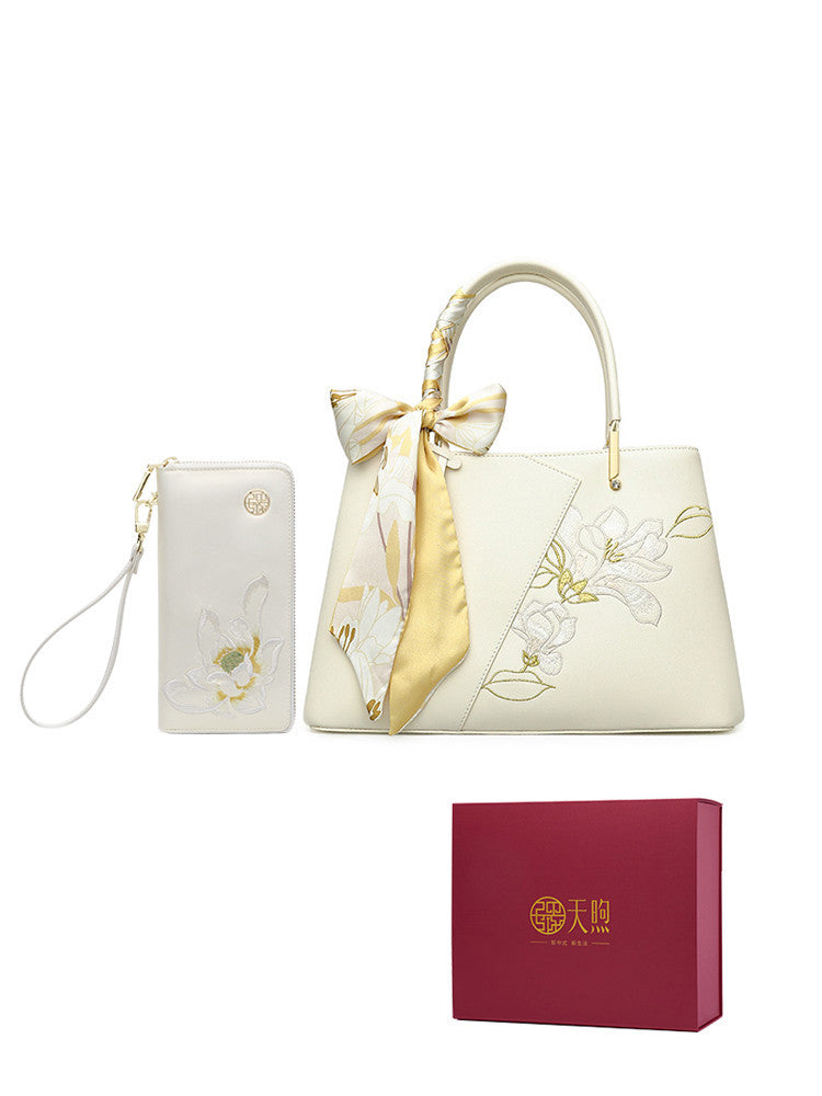 Sac à main en cuir de vachette blanc nacré – Cadeau pour belle-mère – Sac de réunion haut de gamme