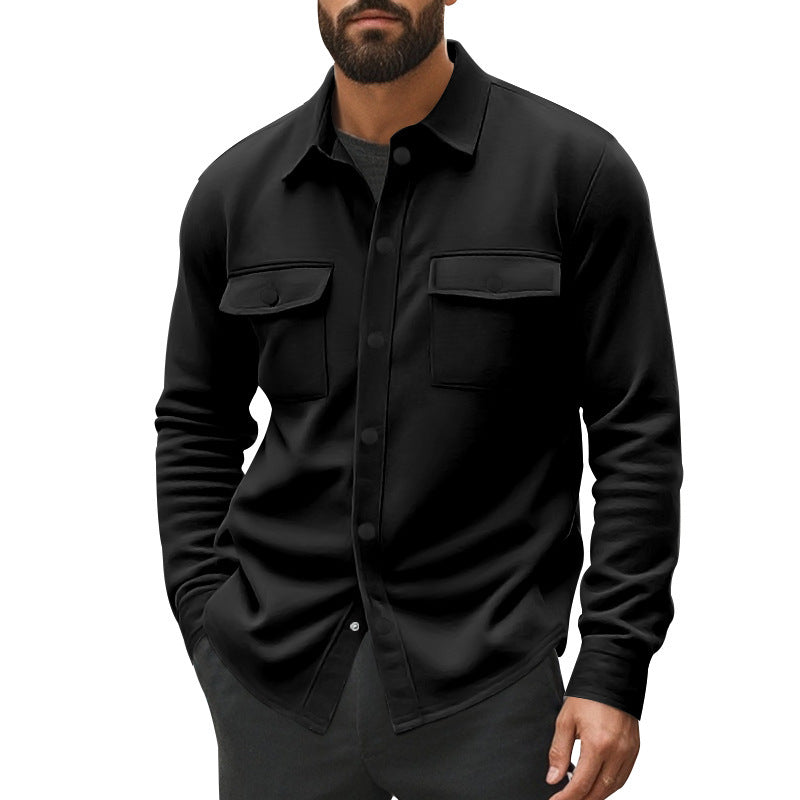 Men's Single-Breasted Lapel Jacket with Multi-Pockets