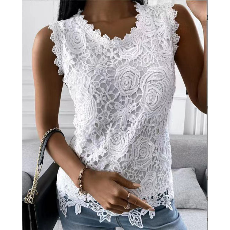 Women’s Floral Lace Vest Summer Top S-5XL